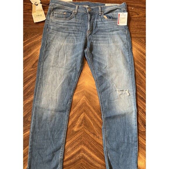 rag & bone Sunset Capri Jeans Womens 32 Blue Distressed Raw Hem USA - Picture 4 of 12